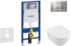Geberit Duofix - WC modul nyomógombbal Sigma30, matt króm/króm + Villeroy Boch - WC és ülőkéje, DirectFlush, SoftClose, CeramicPlus 111.300. 00.5 NB7 (111.300.00.5 NB7)