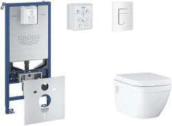 GROHE Rapid SLX - Készlet fali beépítéshez, WC, SoftClose ülőkével és Skate Cosmopolitan gombbal, alpesi fehér SANI11BB3109 (SANI11BB3109)