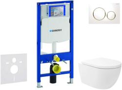 Geberit Duofix - Előfali szerelő készlet, Oudee Vortex WC és softclose ülőke, Sigma20 vezérlőgomb, fehér/aranyozott SANI11CA3176 (SANI11CA3176)
