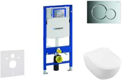 Geberit Duofix - WC modul nyomógombos Sigma01, fényes króm + Villeroy Boch - WC és ülőke, DirectFlush, SoftClose, CeramicPlus 111.300. 00.5 NI2 (111.300.00.5 NI2)
