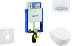 Geberit Kombifix - WC modul nyomógombbal Sigma50, alpesi fehér + Villeroy Boch - WC és ülőkéje, DirectFlush, SoftClose, CeramicPlus 110.302. 00.5 NI8 (110.302.00.5 NI8)