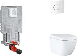 GROHE Uniset - Készlet fali beépítéshez, WC, SoftClose ülőkével és Arena Cosmopolitan gombbal, Triple Vortex, alpesi fehér SANI15BB3108 (SANI15BB3108)