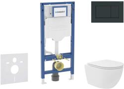 Geberit Duofix - Előfali szerelő készlet, kompakt WC Oudee Vortex és softclose ülőke, Sigma30 vezérlőgomb, fényes fekete/matt fekete SANI11CA5141B (SANI11CA5141B)