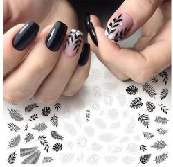  Körömmatrica - F564 levél black white