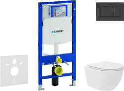 Geberit Duofix - Előfali szerelő készlet, Oudee Vortex kompakt WC és softclose ülőke, Sigma20 vezérlőgomb, matt fekete/fekete SANI11CA5138 (SANI11CA5138)