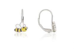 Ezüst gyermek fülbevaló patentzáras méhecske ródiumbevonatos