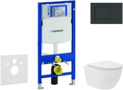 Geberit Duofix - Előfali szerelő készlet, kompakt WC Oudee Vortex és softclose ülőke, Sigma20 vezérlőgomb, fényes fekete/matt fekete SANI11CA5141 (SANI11CA5141)
