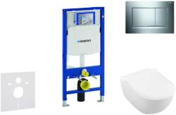 Geberit Duofix - WC modul nyomógombbal Sigma30, fényes króm/matt króm + Villeroy Boch - WC és ülőkéje, DirectFlush, SoftClose, CeramicPlus 111.300. 00.5 NI6 (111.300.00.5 NI6)