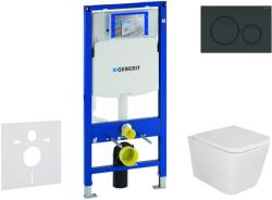 Geberit Duofix - Előfali szerelő készlet, Arkas I WC és softclose ülőke, Sigma20 vezérlőgomb, fényes fekete/matt fekete SANI11CA5126 (SANI11CA5126)