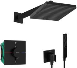 Hansgrohe - Zuhanyszett termosztáttal rejtett beépítéshez, testtel, 26x26 cm, fekete matt SANI21HHH403 (SANI21HHH403)