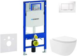 Geberit Duofix - Előfali szerelő készlet, Oudee Vortex WC és softclose ülőke, Sigma20 vezérlőgomb, fehér/króm SANI11CA3186 (SANI11CA3186)