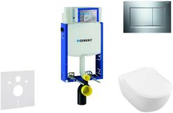 Geberit Kombifix - WC modul nyomógombbal Sigma30, fényes króm/matt króm + Villeroy Boch - WC és ülőkéje, DirectFlush, SoftClose, CeramicPlus 110.302. 00.5 NI6 (110.302.00.5 NI6)