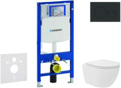 Geberit Duofix - Előfali szerelő készlet, kompakt WC Oudee Vortex és softclose ülőke, Sigma20 vezérlőgomb, matt fekete/fekete SANI11CA5140 (SANI11CA5140)