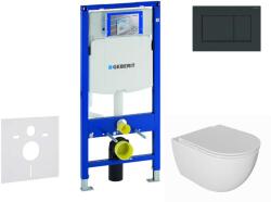 Geberit Duofix - Előfali szerelő készlet, Oudee WC és softclose ülőke, Sigma20 vezérlőgomb, fényes fekete/matt fekete SANI11CA5130 (SANI11CA5130)