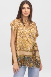 Shopika Summer Bluza de vara tip poncho din matase cu model inspirat dupa Pomul Vietii de Gustav Klimt Talie unica