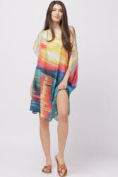 SHOPIKA Rochie de plaja tip poncho din matase cu imprimeu apus de soare pe apa Talie unica