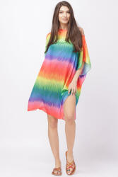 SHOPIKA Rochie de plaja tip poncho din matase cu imprimeu curcubeu Talie unica