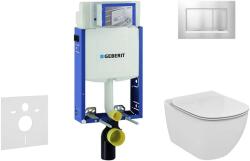 Geberit Kombifix - WC modul nyomógombbal Sigma20, matt króm/króm + Ideal Standard Tesi - WC és ülőkéje, Aquablade, SoftClose 110.302. 00.5 NU7 (110.302.00.5 NU7)