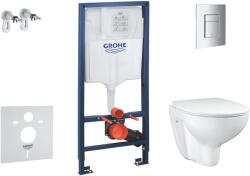 GROHE Solido - Készlet falra szerelhető, WC és Slim ülőke Bau kerámia, softclose, Even gomb, króm SANI15BB1101 (SANI15BB1101)