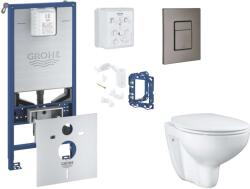 GROHE Rapid SLX - Készlet fali beépítéshez, WC ülőke, SoftClose ülőke, Skate Cosmopolitan gombok és bedobható tabletta készlet, csiszolt Hard Graphite SANI11BB5126 (SANI11BB5126)