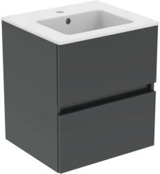 Ideal Standard Eurovit - Szekrény mosdóval, 55x50x44 cm, 2 fiókos, fényes szürke R0571TI (R0571TI)