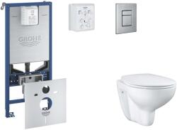 GROHE Rapid SLX - Készlet fali beépítéshez, WC, SoftClose ülőkével és Skate Cosmopolitan gombbal, csiszolt rozsdamentes acél SANI11BB2103 (SANI11BB2103)