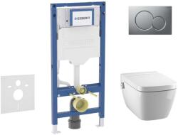 Geberit Duofix - Előfali szerelő készlet, TECEone WC és softclose ülőke, Sigma01 vezérlőgomb, matt króm SANI11CT2102 (SANI11CT2102)