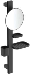 Ideal Standard ALU+ - Kozmetikai tükör polccal és csészével fogkefék és fogkrémek számára, fekete selyemfényű BD589XG (BD589XG)