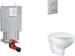 GROHE Uniset - Készlet fali beépítéshez, WC, SoftClose ülőkével és Skate Cosmopolitan gombbal, csiszolt rozsdamentes acél SANI15BB2103 (SANI15BB2103)