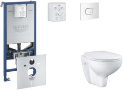 GROHE Rapid SLX - Készlet fali beépítéshez, WC, SoftClose ülőkével és Arena Cosmopolitan gombbal, alpesi fehér SANI11BB3104 (SANI11BB3104)