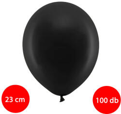 PartyDeco S. r. o Erős lufi, latex, 23 cm 100 db, pasztel fekete