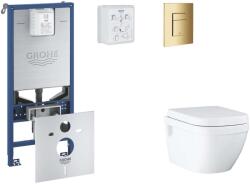 GROHE Rapid SLX - Készlet fali beépítéshez, WC, SoftClose ülőkével és Skate Cosmopolitan gombbal, csiszolt Cool Sunrise SANI11BB4112 (SANI11BB4112)