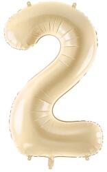 PartyDeco 2-es születésnapi szám fólia lufi - bézs 72 cm
