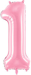 PartyDeco 1-es születésnapi szám fólia lufi - babarózsaszín 86cm