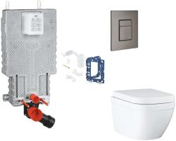 GROHE Uniset - Készlet fali beépítéshez, WC, SoftClose ülés, Skate Cosmopolitan gombok és Triple Vortex tablet bedobható készlet, szálcsiszolt Hard Graphite SANI15BB5116 (SANI15BB5116)