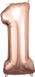 Amscan 1-es rózsaszín-arany szám születésnapi fólia lufi
