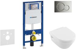Geberit Duofix - WC modul nyomógombbal Sigma01, fényes króm + Villeroy Boch - WC és ülőke, DirectFlush, SoftClose, CeramicPlus 111.300. 00.5 NB2 (111.300.00.5 NB2)