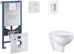 GROHE Rapid SLX - Készlet fali beépítéshez, WC, SoftClose ülőkével és Skate Cosmopolitan gombbal, csiszolt Moon White SANI11BB3103 (SANI11BB3103)