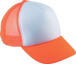 K-UP KP143 gyerek, hálós baseball sapka 5 paneles K-UP, White/Fluorescent Orange-U (kp143wh-for-u)