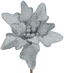  Bársonyos dombornyomott karácsonyi virág Ezüst 20 cm (369918)