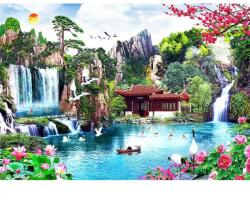 Wooden City Vízesések a japánkertben fa puzzle (AL 2000-0124-XXL)