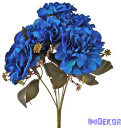  Peónia 7 ágú selyemvirág csokor 38cm - Kék