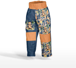 Takoy Panel szabásmintával 116-os softshell nadrág erdei állatok kalandjai sötétkék