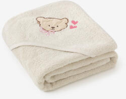 Goldea gyermek frottír fördőlepedő csuklyás - mackó bézsen 100 x 100 cm