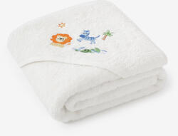 Goldea gyermek frottír fördőlepedő csuklyás - fehér alapon szafari 100 x 100 cm