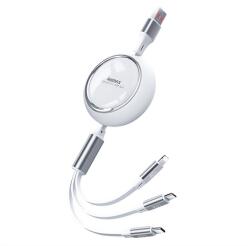 REMAX LINON adatkábel 3in1 (USB - lightning/Type-C/microUSB, 2.4A, 66W, gyorstöltő, 100cm) FEHÉR (RC-C029 W)