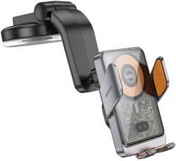 hoco. autós telefontartó a középkonzolra vezeték nélküli töltés 15W átlátszó HW8 fekete