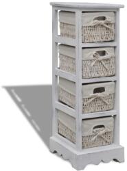 vidaXL Dulap de depozitare din lemn, 4 coșuri împletite, alb (240797) Dulap arhivare