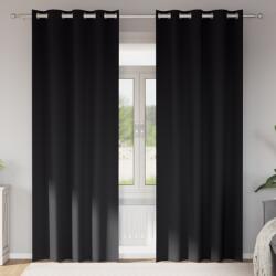 vidaXL Завеси за затъмняване с пръстени 2 бр. Черно 260 x 140 см (4107322)