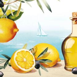 Mank Prémium papírszalvéta 3 rétegű 40x40 cm 100 lap/csomag - Oliva és citrom